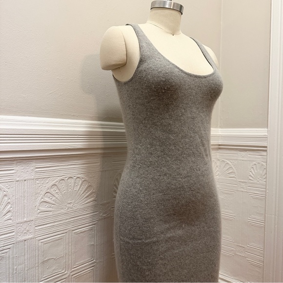 Demylee Fuzzy Mini Bodycon Sweater Dress, Wool Blend w/ Low Neckline - Picture 2 of 6